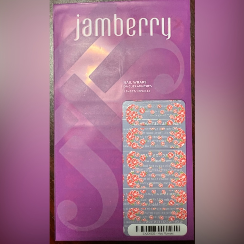 Jamberry Nail Wraps - May Flowers (Clear Overlay with Red Flowers)